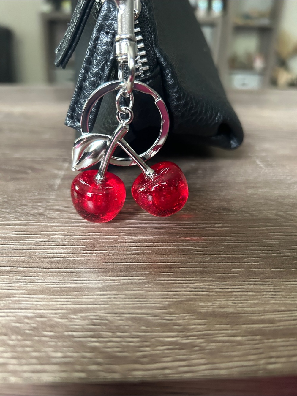 Red Cherry Charm Keychain Women Jewelry